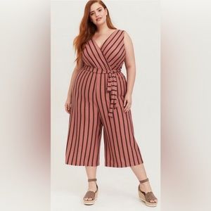 Torrid Dusty Rose Stripe Culotte Jumpsuit